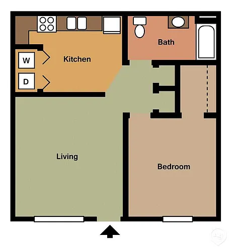 Floor plan 1 Bedroom 1 Bath Grand