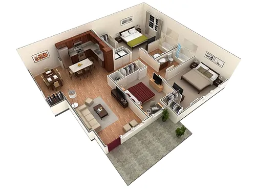 Floor plan 3 BR Grand Courtyard Garage