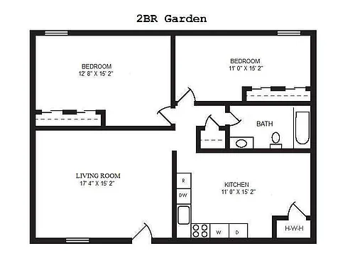 Floor plan 2 Bedroom Garden