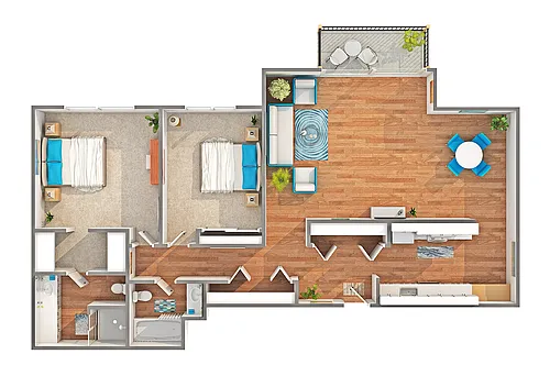 Floor plan 2 Bedrooms, 2 Bathrooms