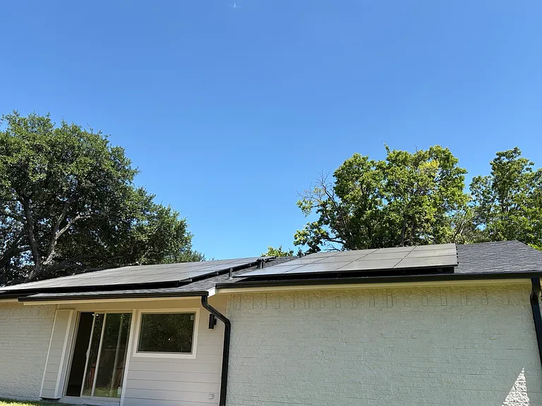 Solar panels on both sides of roofs