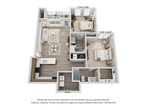 Floor plan 2x2 (Attached Garage)