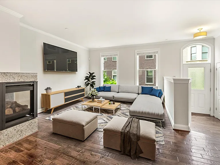 Living Room with gas fireplace (Virtual Staging)