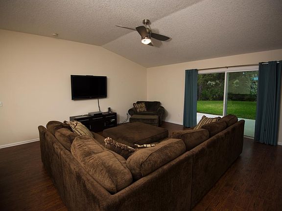 Family room with backyard view