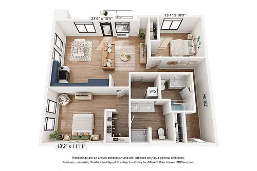 Floor plan C1a 2x2 MFTE