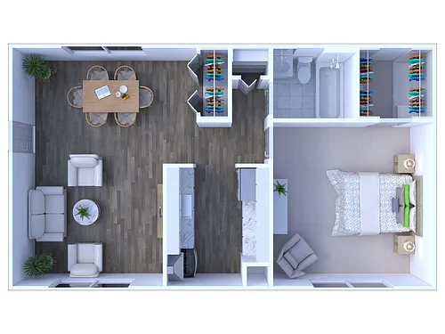 Floor plan 1BR - 1BTH Upgraded