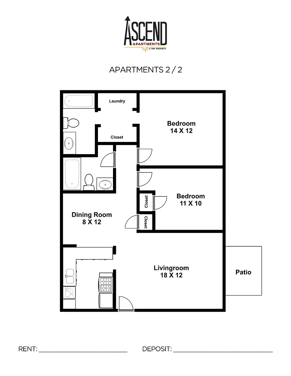 Floor plan 2 Bedroom 2 Bathroom