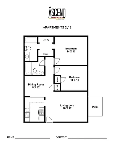 Floor plan 2 Bedroom 2 Bathroom