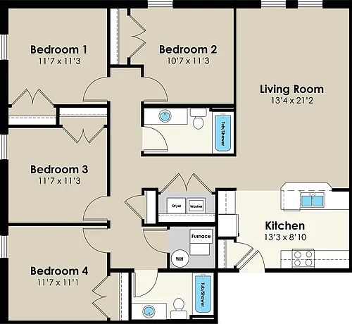 Floor plan Rent by the Bed