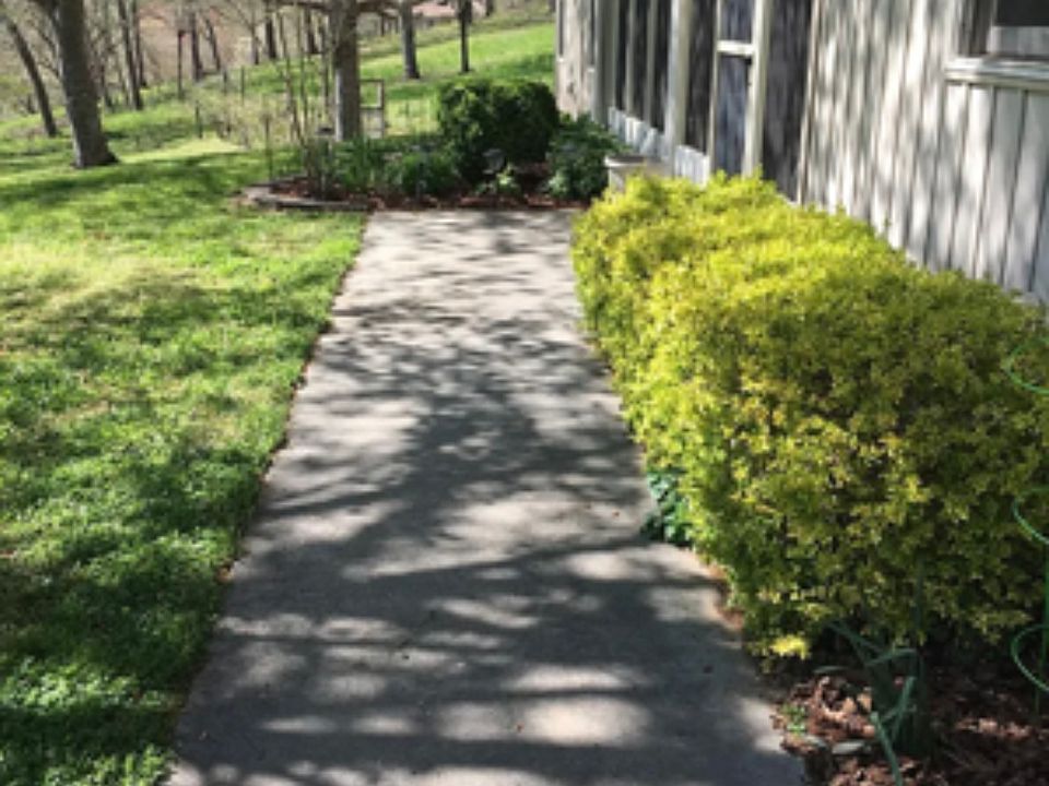 Front sidewalk leading to Screened Porch Entrance.