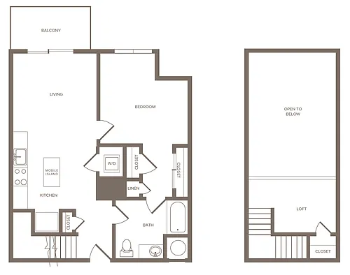 Floor plan 1 Bed/1 Bath Loft-A