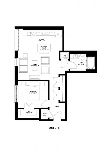 Floor plan One Bedroom - K