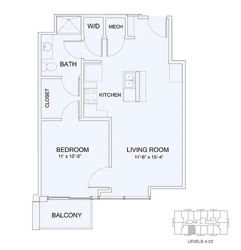 Floor plan 1X1 724