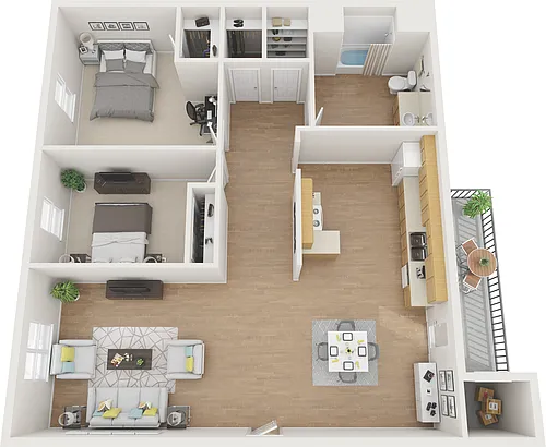 Floor plan 2 Bed 1 Bath