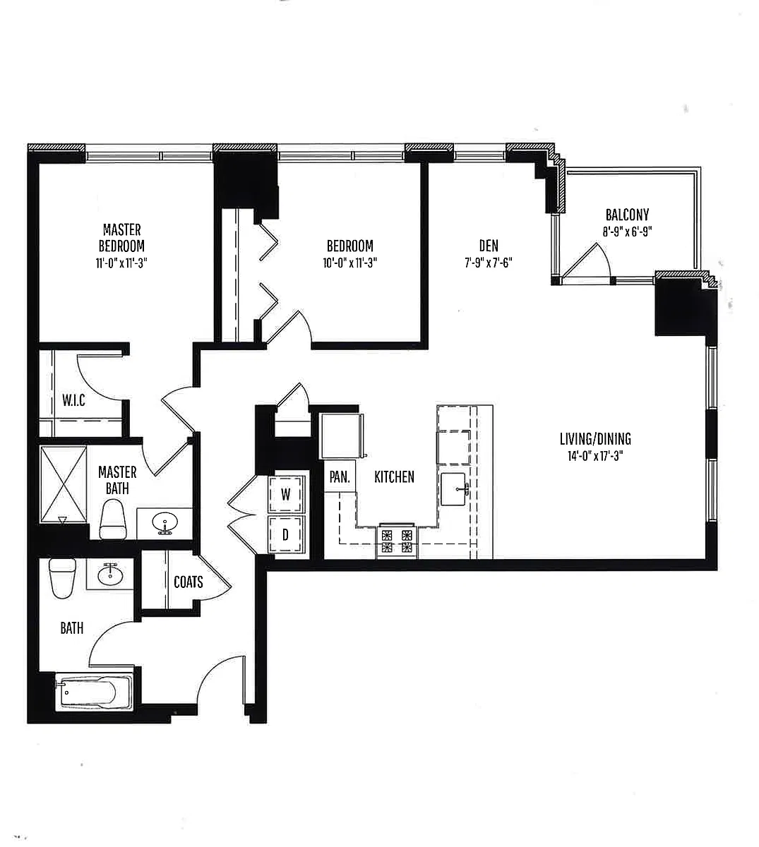 Floor plan 2 BR, 2 BTH,
