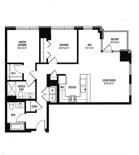 Floor plan 2 BR, 2 BTH,