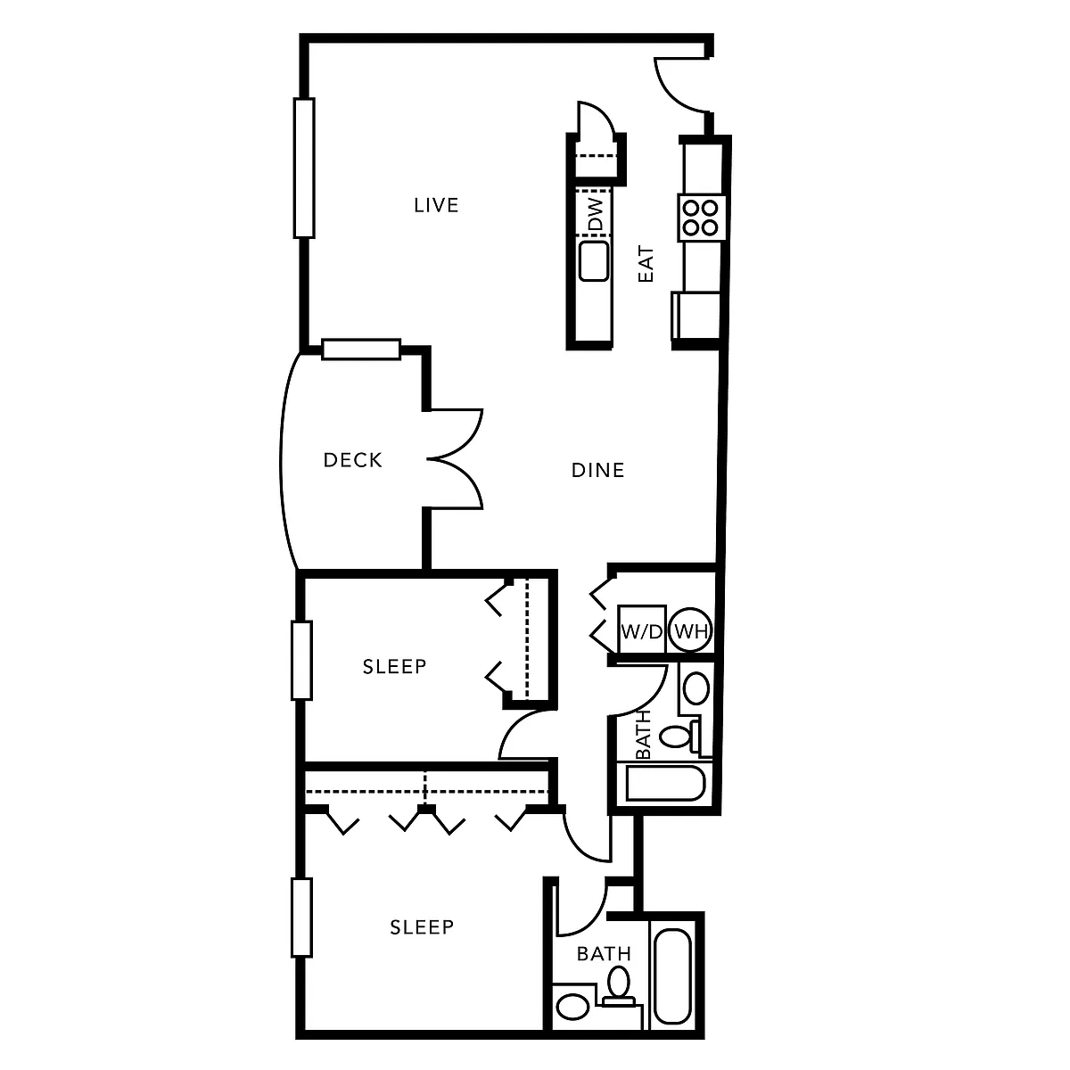 Floor plan 2 Bedroom, 2 Bath