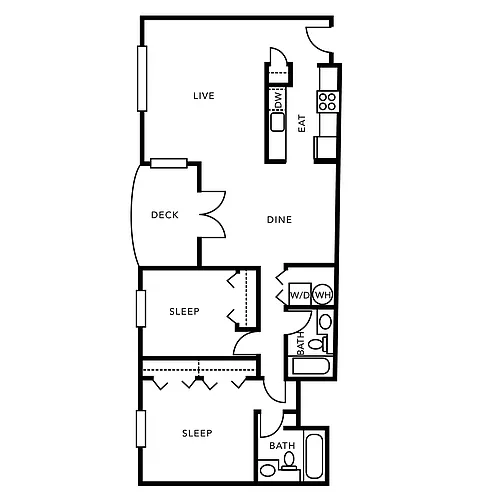 Floor plan 2 Bedroom, 2 Bath