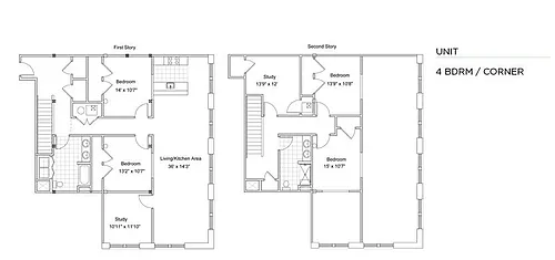 Floor plan 4-bedroom small unit