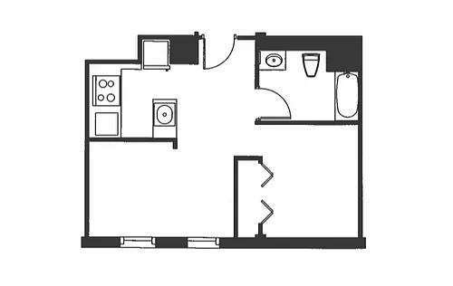 Floor plan 1 Bed 1 Bath - A1D