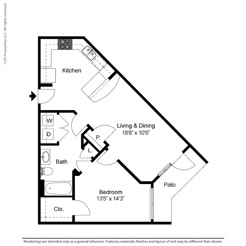 Floor plan 1 Bedroom - A3