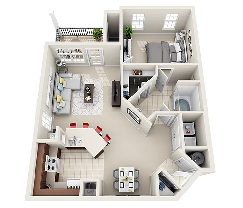 Floor plan Park Avenue | 1 Bedroom 1 Bathroom and 763 Square 