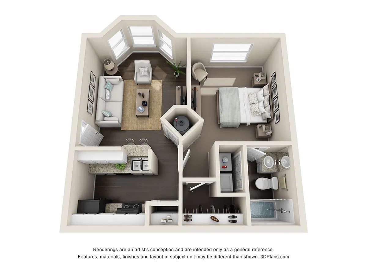Floor plan Ascot (591 SF)