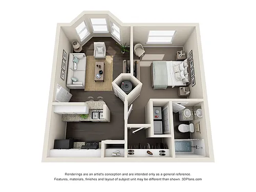 Floor plan Ascot (591 SF)