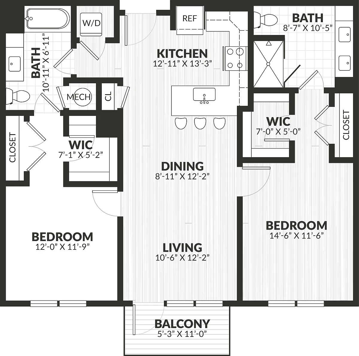 Floor plan 2 Bed/2 Bath-b2
