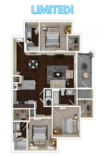 Floor plan 3 Bed / 3 Bath - Standard