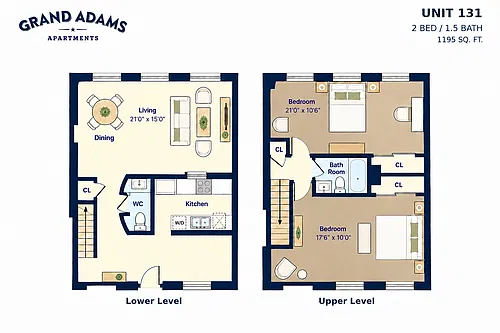 Floor plan 2 Beds / 1.5 Baths