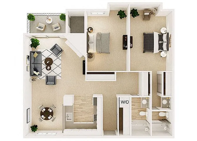 Floor plan Oak 2B2B