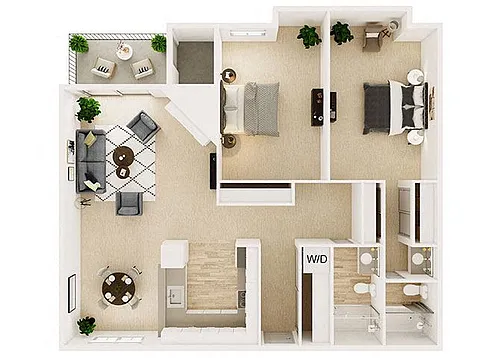 Floor plan Oak 2B2B
