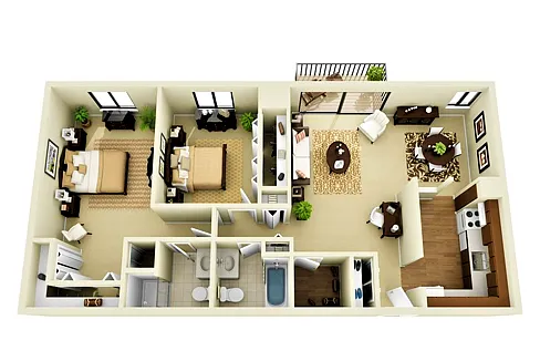 Floor plan 2 Bedroom / 2 Bathroom