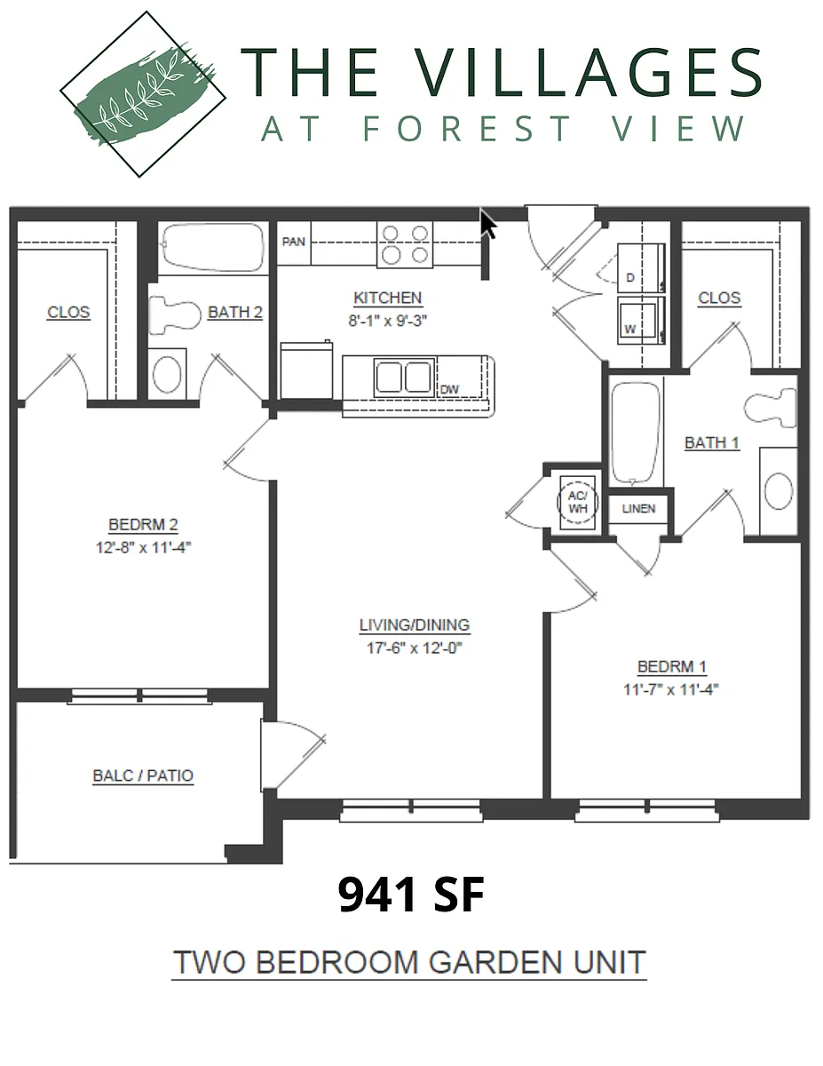 Floor plan 2 Bedroom Garden