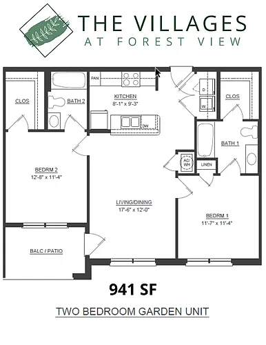 Floor plan 2 Bedroom Garden