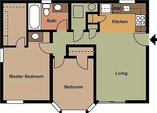 Floor plan 2 bedroom 1 bath