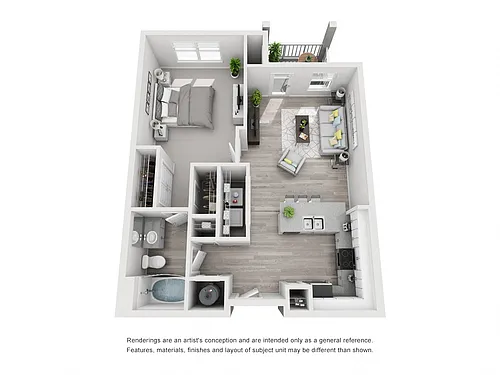 Floor plan 1BR 1BA (A3 - 833 SF)