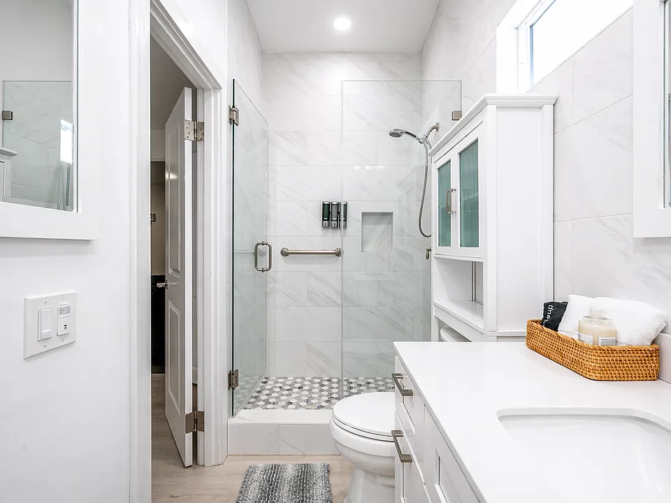 Modern bathroom with walk-in shower and clean finishes