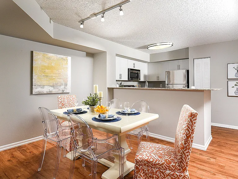 Dining Area with Plank Flooring