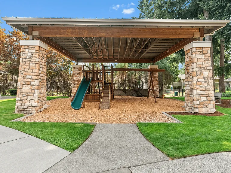 A covered play area designed for year-round family fun.