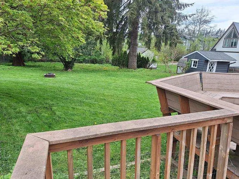 Backyard view from deck off primary bedroom