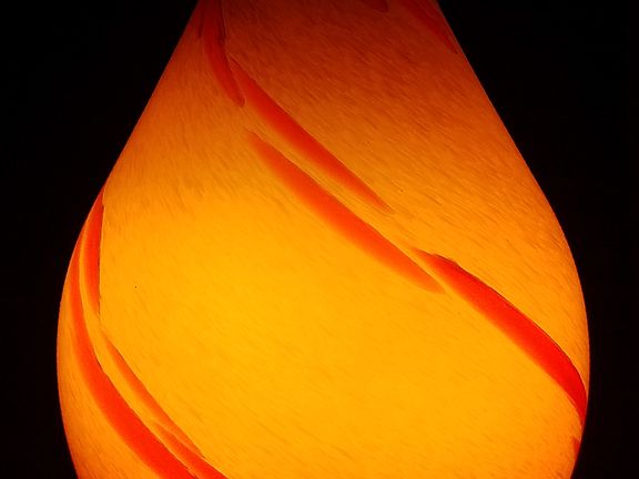 Art glass pendant light detail, living room