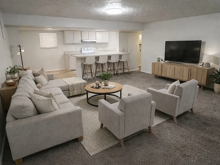 Kitchen is partially open to the living room.