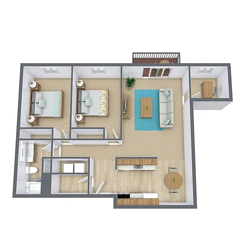 Floor plan Two Bedroom 21B