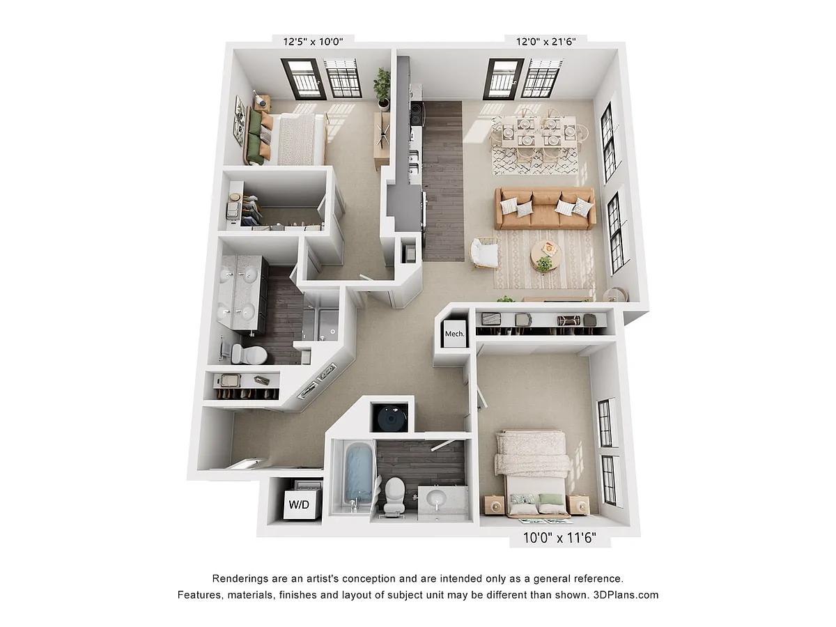 Floor plan 2-Bedroom 2-Bathroom | 1,114 sqft