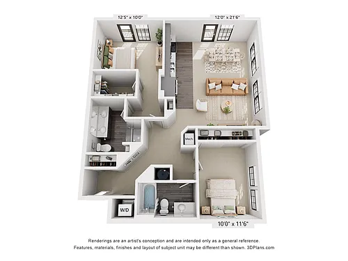 Floor plan 2-Bedroom 2-Bathroom | 1,114 sqft