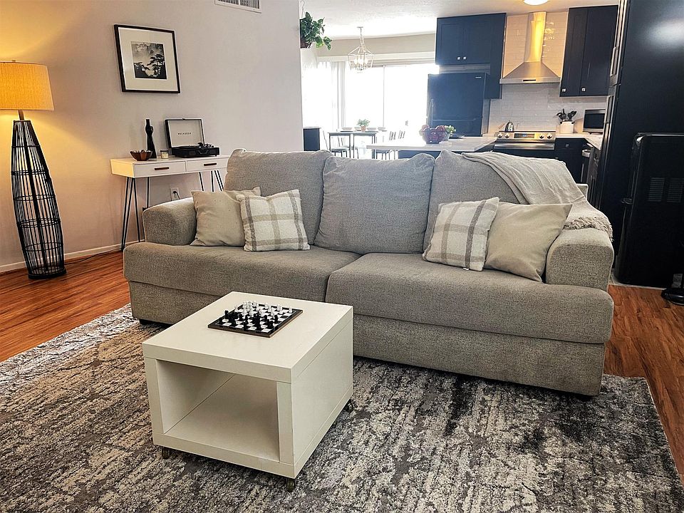 unfurnished unit. Furniture display for layout ideas.