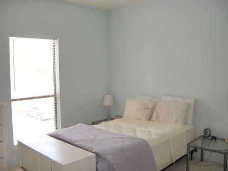 Spacious master bedroom has a walk-in closet