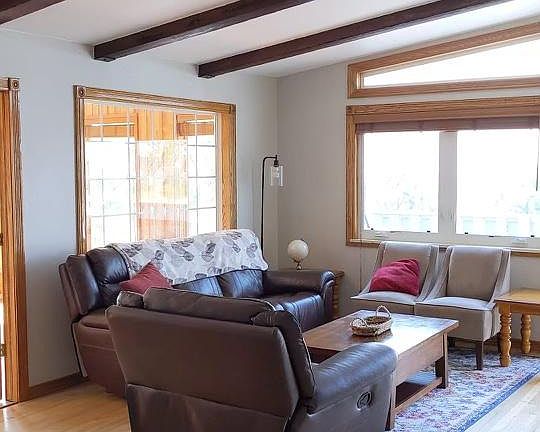 Living room with 55" TV, recliner sofa/chair